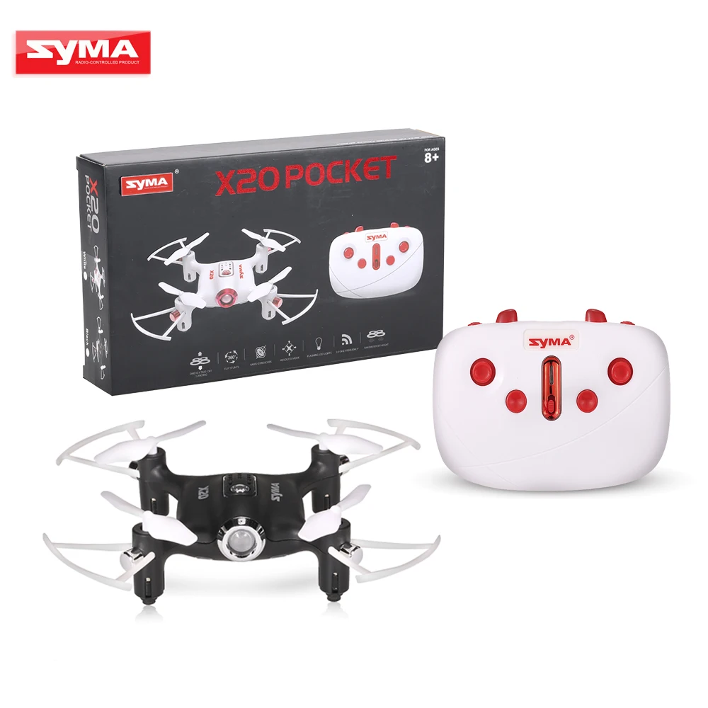 

Original SYMA X20 2.4G 4CH 6-axis Gyro Pocket Drone RC Quacopter RTF with Headless Mode Altitude Hold 3D-flip Function