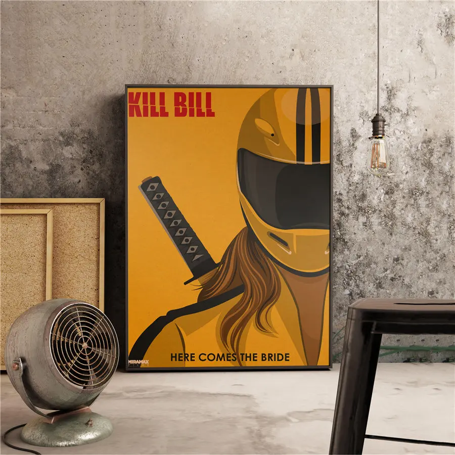 Плакат с фильмом "KILL BILL", винтажная живопись, Настенная Наклейка для дома, кафе, бара, античное украшение, Классический плакат с фильмом, 45,5x31,5 см - Цвет: Синий