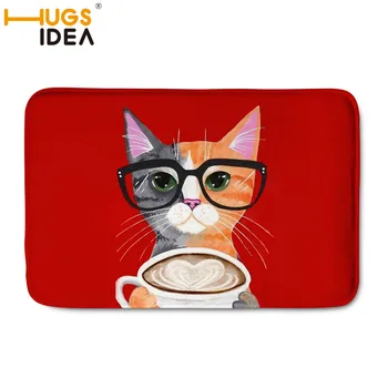 

HUGSIDEA Home Durable Entrance Door Mats Funny Lovely Cartoon Cat Pattern Rugs Thick Flannel Kitchen Bedroom Carpet 59*40CM