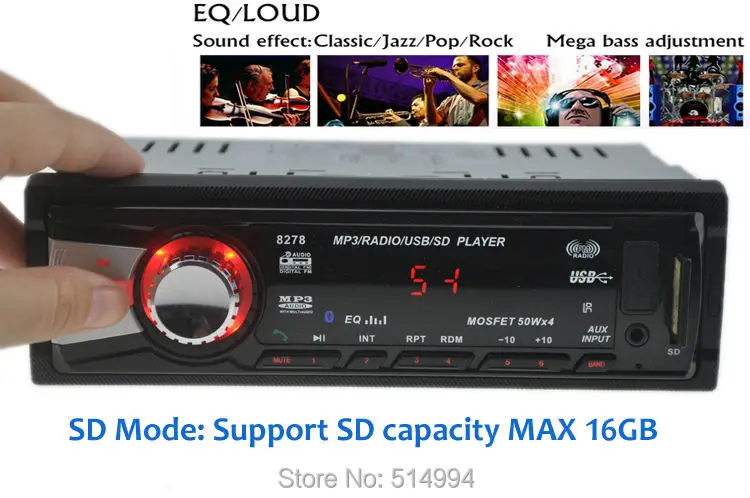 Автомобильный радиоплеер, поддержка синего зуба, ответ/повесить телефон USB SD AUX IN, 12 в 1 din автомобильный аудио, автомобильный стерео mp3