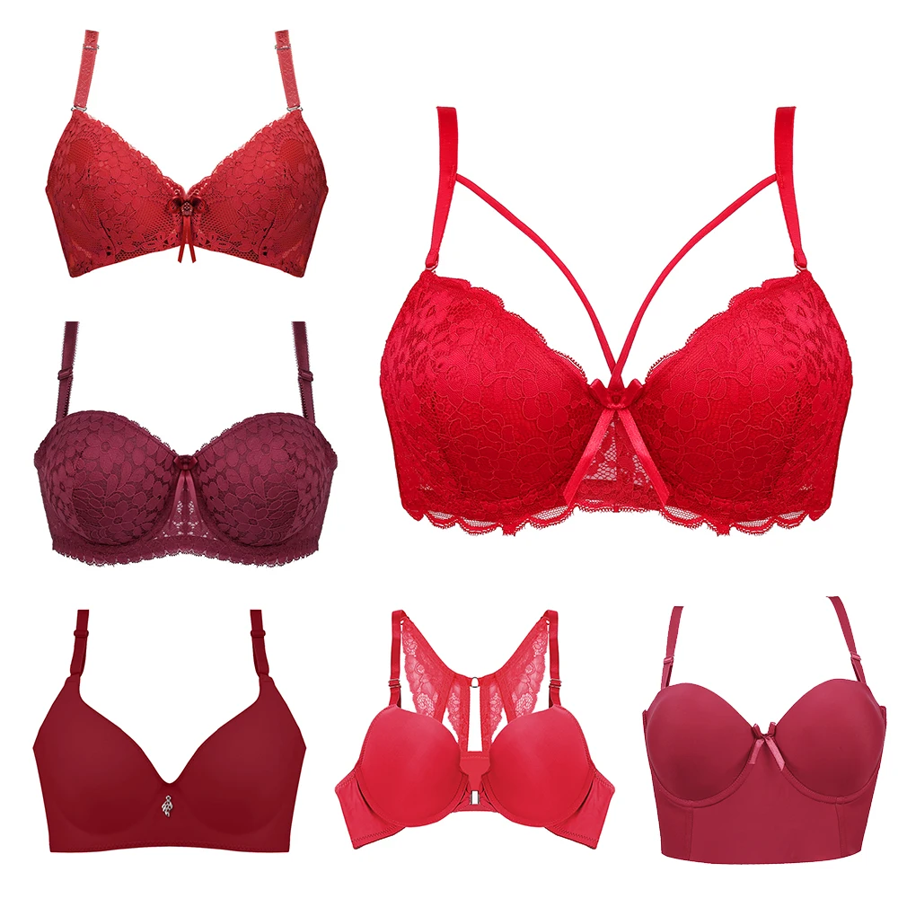 B C Cup Red Bra Christmas Sexy Bras For Women Lace