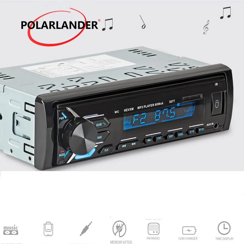 Car audio 3077 1 Din FM Aux Input Receiver Player Bluetooth Car Stereo In-dash Autoradio Car Radio Support SD USB MP3 MMC WMA