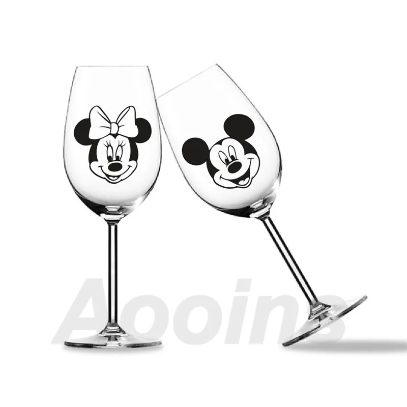 Minnie & Mickey Mouse Wine Glass Jar Box Stickers Vinyl Removable Kitchen Wall Tile Stickers Birthday Art Decor