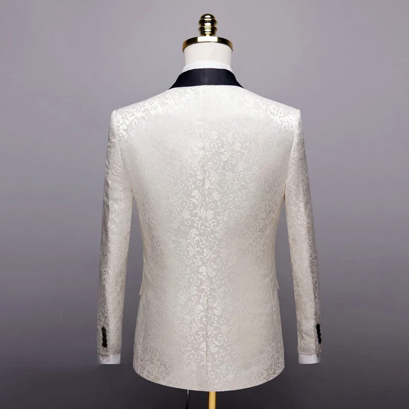 Белое платье-пиджак, пальто 2019, Новый однобортный деловой роскошный модный мужской костюм высокого качества с цветочным принтом, куртка
