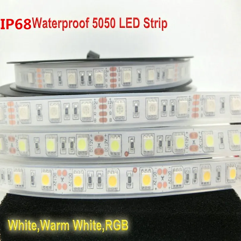 Цветная(RGB светодиодный полосы 5050 Водонепроницаемый IP67 IP68 5 м 300 светодиодный SMD 60 светодиодный/M лампа лампочки на гибкой ленте лента 12 V 24key ИК-пульт дистанционного управления