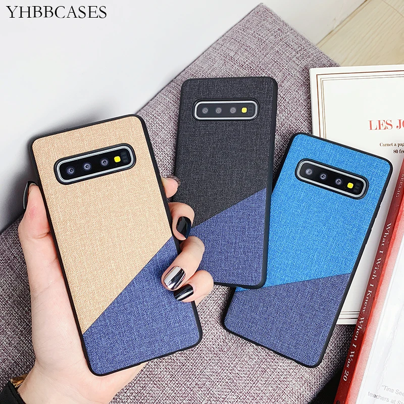 

YHBBCASES Couples Splice Cloth Cases For Samsung Galaxy S10 Plus S8 S9 Fashion Color Blocking Phone Cover For Samsung Note 8 9
