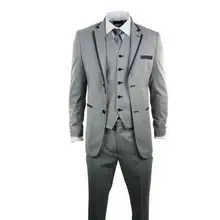 Индивидуальный заказ Для мужчин костюм серый Для мужчин тонкий подходит Смокинги для женихов свадьбы формальный повод Жених Костюмы партии Для мужчин костюм для досуга из трех частей