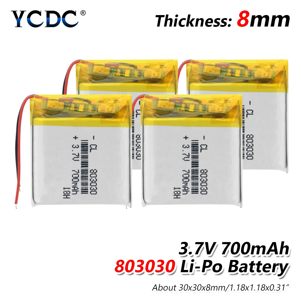 

1/2/4 Pcs Durable 3.7V Volt Lithium Polymer Battery 700mAh Lithium Li-ion Battery Watch MP3 MP4 MP5 GPS Radio Replacement Cell