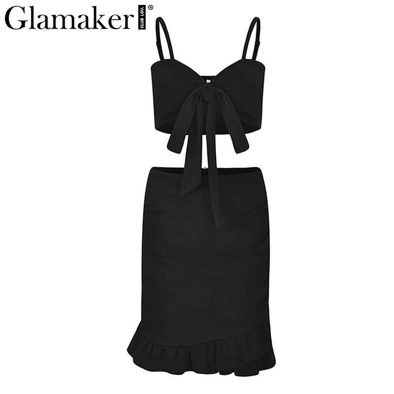 Glamaker/женское платье с оборками и бретелькой на шее vestidos сексуальные вечерние