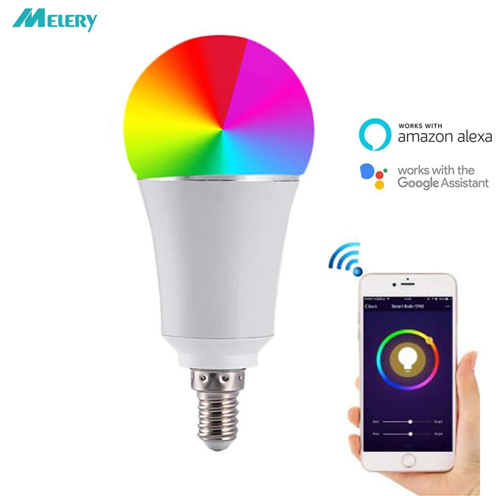 

WiFi Smart Light LED Bulb E26 60W Equivalent Multicolored Dimmable RGBW Remote Control Compatible with Alexa Echo,Google Home
