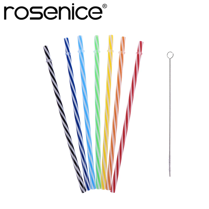 25pcs Pure Color Reusable Plastic Thick Drinking Straws Two Colors