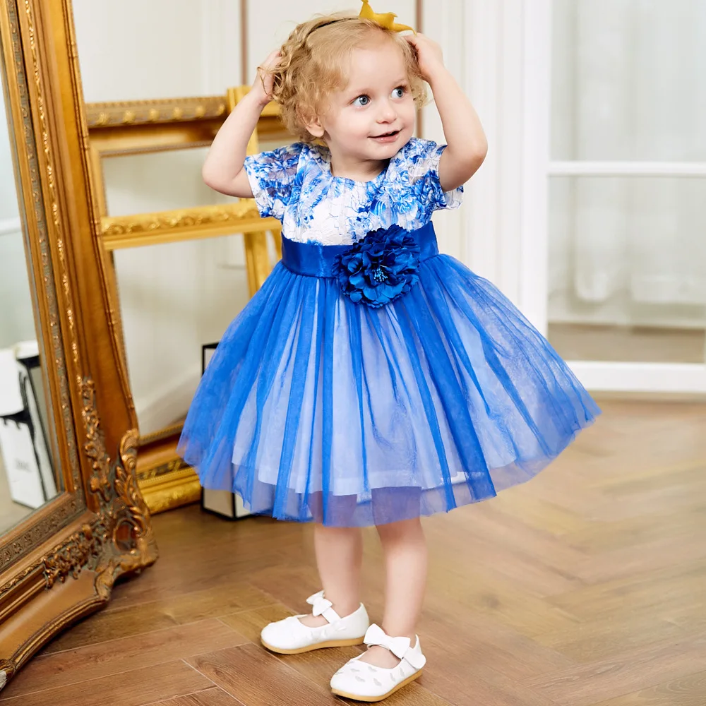 

adorable toddler baby girls party birthday dress 2018 new style kids floral bow mesh tutu dress 12m-6y children clothes summer