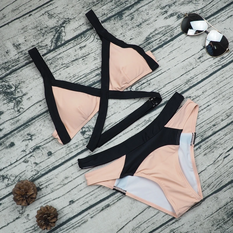 

2017 New Swimsuit Summer Style Sexy Strappy Bikini Dynamic Pink Bandage Brand Gini Bikinis Set Swimwear Brazilian Biquini Women