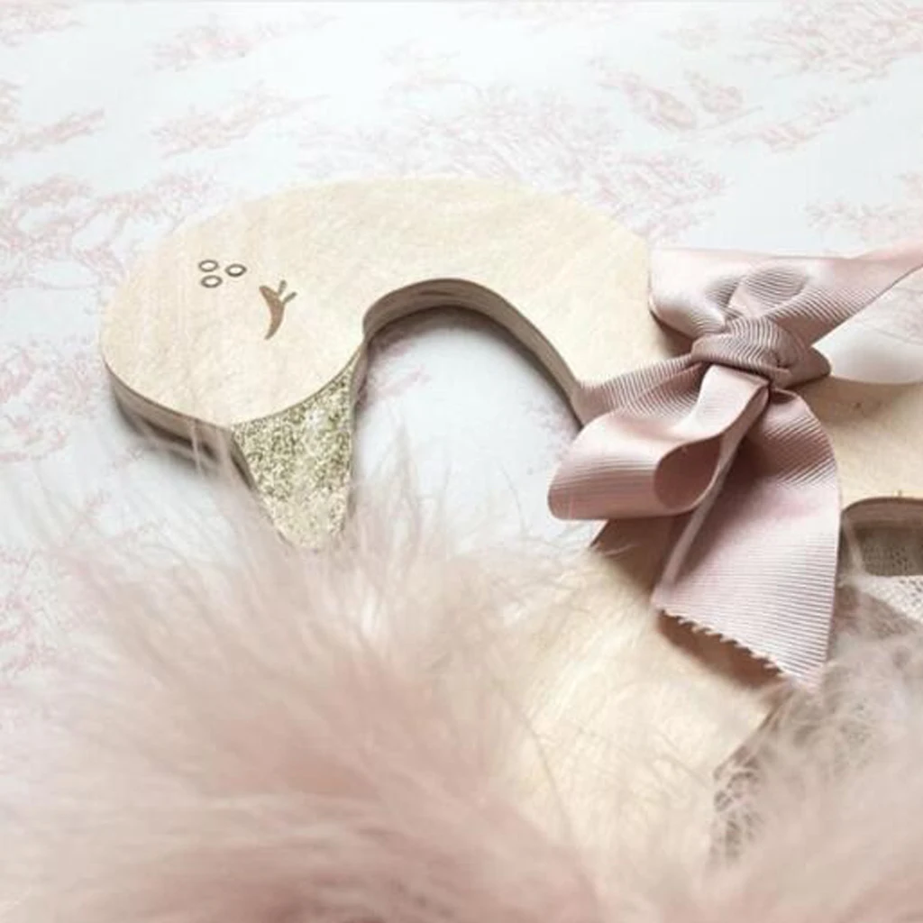 Kids Baby Animal Carton Swan Wooden Clothes Hanger Rack Home Room Nursery Decor