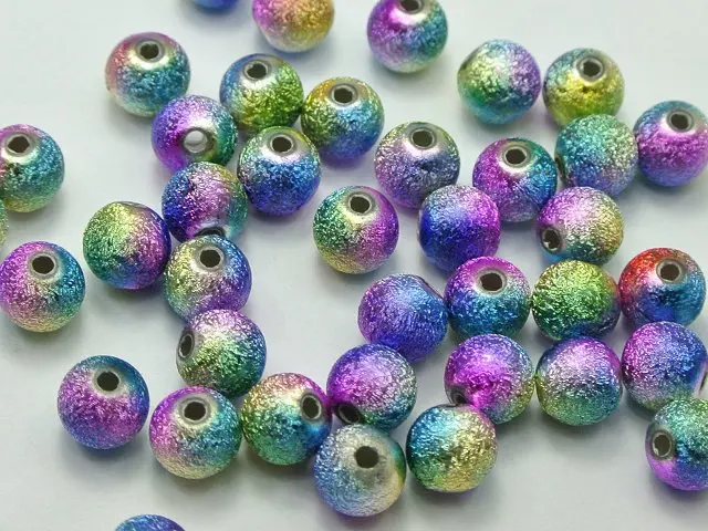 100 6mm Acrylic Stardust Metallic Glitter Spacer Beads Mixed Colours
