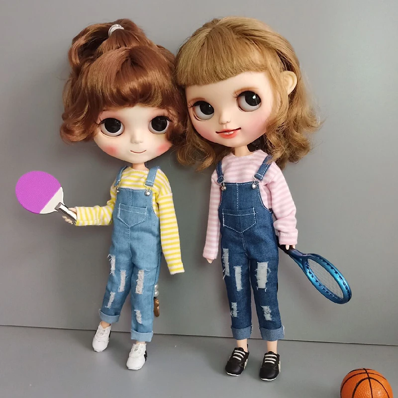 1 шт. одежда Doll's Blyth футболка с длинным рукавом/джинсовый комбинезон для