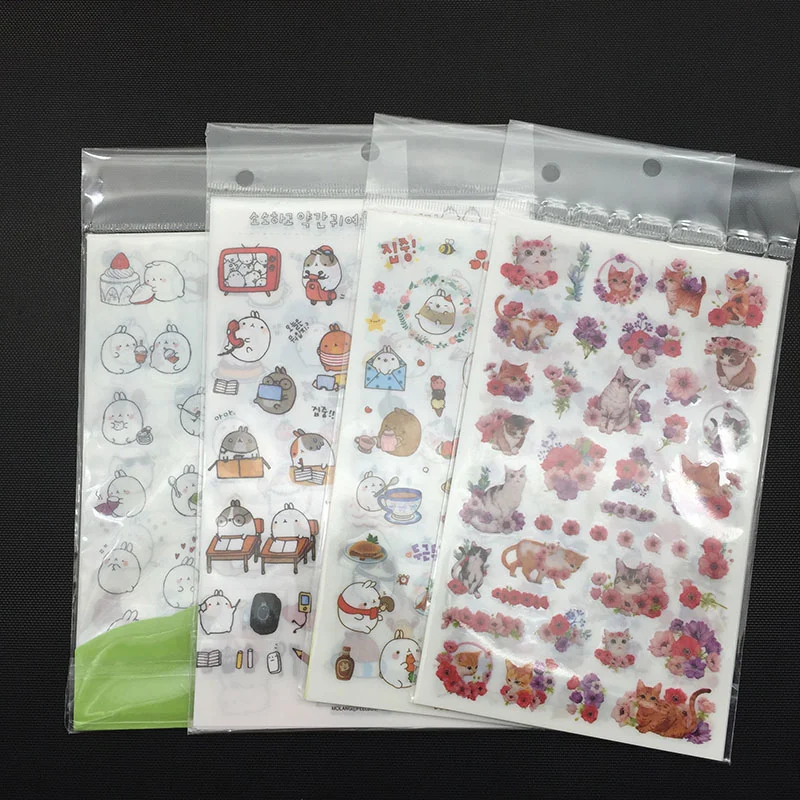 

6pc Cartoon Stickers Children's Toys Diy3d Kawaii Transparent Diary Decorative Collage Nursery Stationery Gift