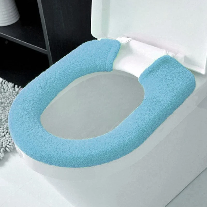 Toilet Seat Cover Mat Warm Soft Fibers Seats Lid Pad Washable Bathroom