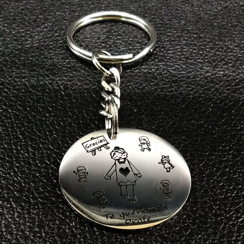 2018 de moda Te Qeremos Profe clave de acero inoxidable anillos de las mujeres Profesor de Color plata llavero coche de llaveros mujer K77388B