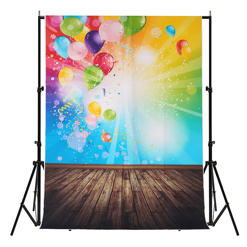 

5X7FT Balloon Pattern Photography Backdrop Studio Photo Props Wood Floor Photographic Background Cloth waterproof 1.5mx2.1M
