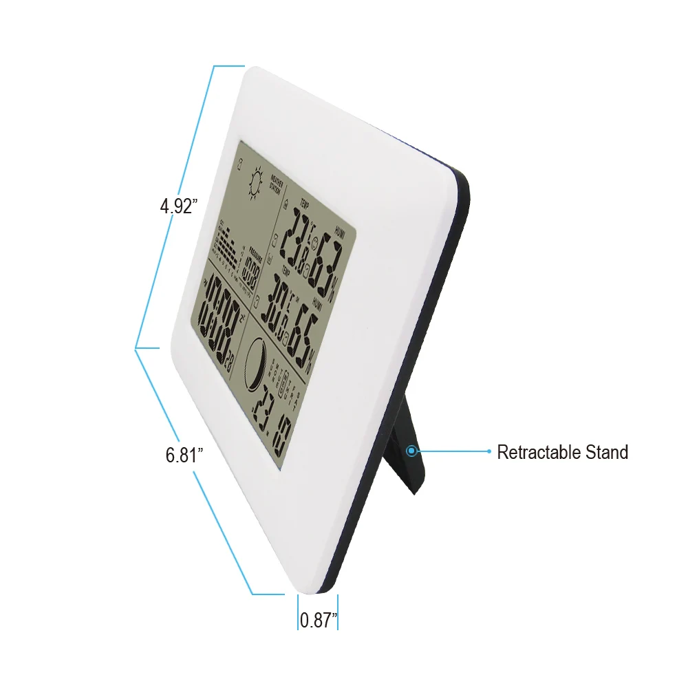 Беспроводная метеостанция для измерения температуры и влажности на улице и внутри помещения, цифровой будильник, барометр, цвет белый