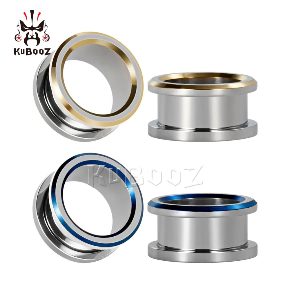 

Kubooz piercing electroplating screw ear tunnels piercing stainless steel ear plugs body jewelry earrings gauges wholesale