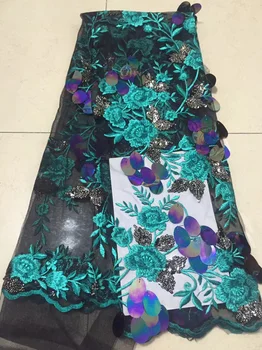 

(5yards/pc) latest African sequins lace fabric French net lace fabric with neat embroidery for attractive party dress FLC880