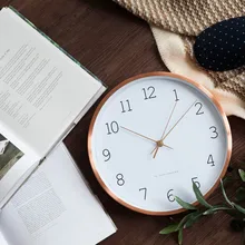Новые корейские Простые Модные настенные часы из розового золота с изящным указателем металлические настенные часы для спальни немые кварцевые настенные часы