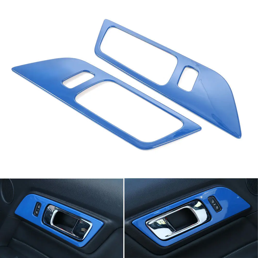 

BBQ@FUKA 2pcs Car Interior Decoration trims Car styling Door Handle Cover Bowl Trim For Ford Mustang 2015 2016 Automobiles