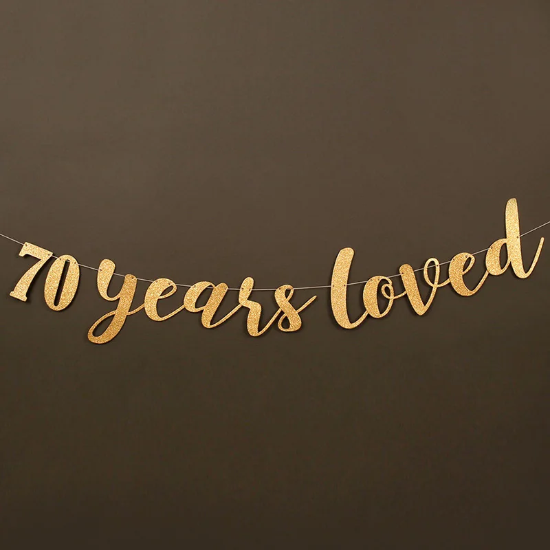 70 лет любимый баннер с блестками 70th День Рождения украшения семидесяти знак юбилея домашний Декор сувениры Поставки реквизит для фотосессии - Цвет: Gold Glitter