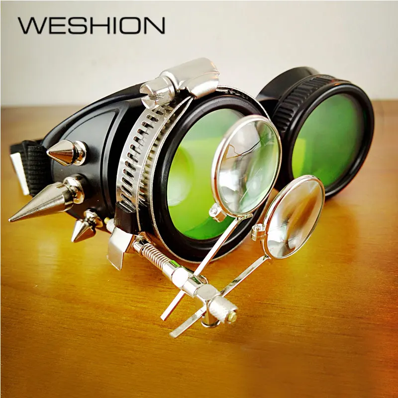 

Top Quality Steampunk Sunglasses Men Nail Frame Green Lens Women Sun Glasses Halloween Cosplay Party Glasses Vintage Eyewear