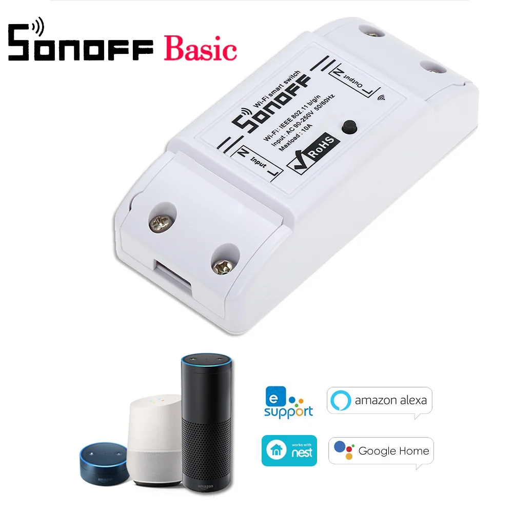 2 шт./лот SONOFF Baisc SV беспроводной Wifi переключатель Sonoff S26 S20 WiFi умная розетка модуль Sonoff dr Din Rail лоток DW1 433 МГц датчик