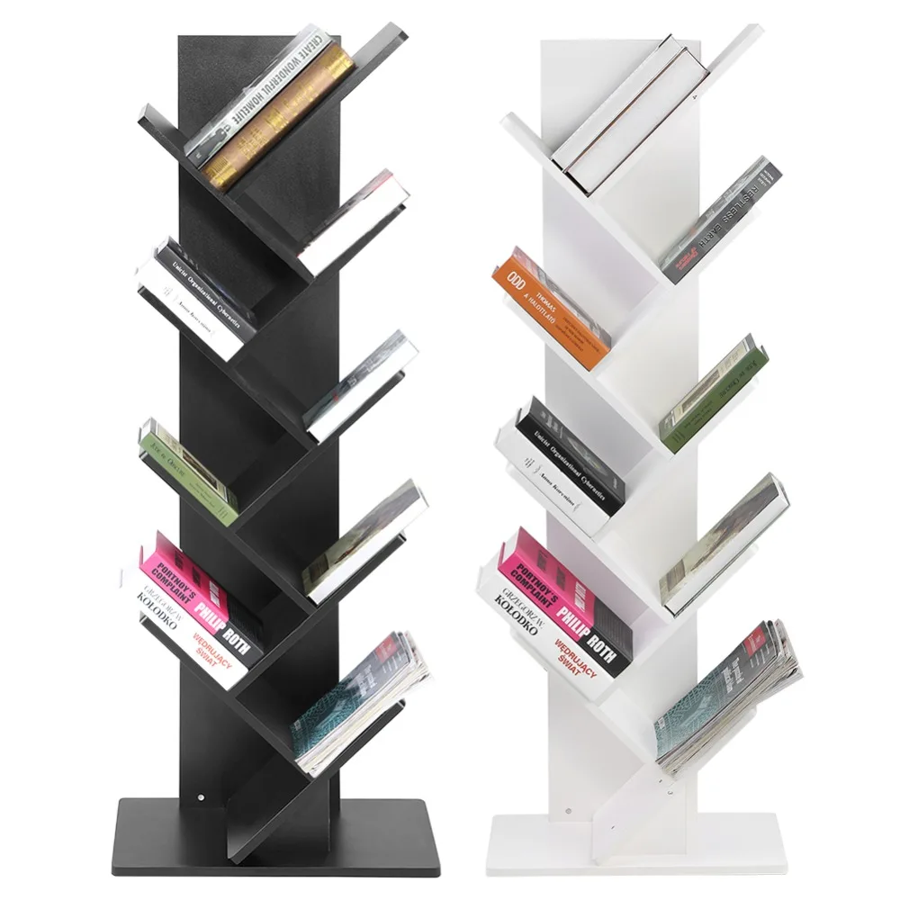 Modern 9 Tier Bookshelf Bookcase Books Cds Display Storage Rack