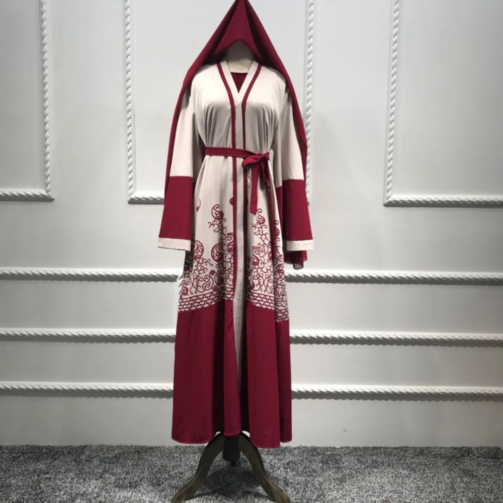 Модный мусульманский принт abaya Полные платья кардиган-Кимоно длинное платье из Дубая молитва Абая для женщин Рамадан Арабский исламский