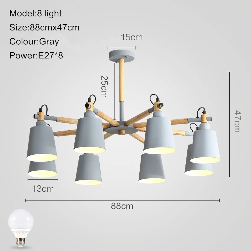 Современная светодиодная Люстра для кухни, столовой, гостиной, подвесной светильник, Висячие розовые, синие люстры для спальни, светильники - Цвет абажура: Gray 8 light