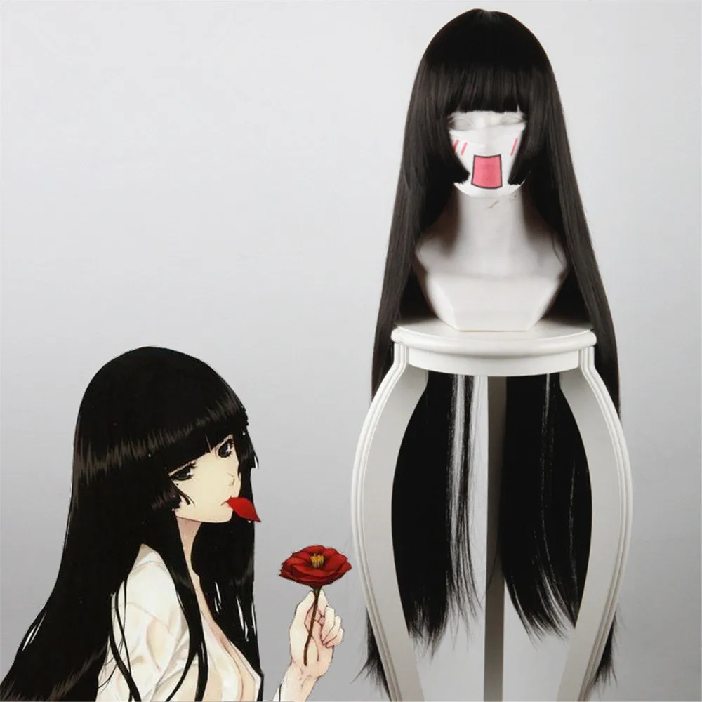 Jabami Yumeko 80 см х Длинные Аниме Hell Girl Enma Ai прямые черные синтетические волосы косплей