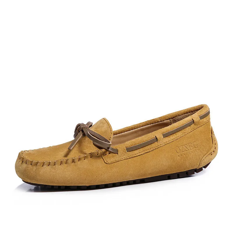 

Brand Women Flat Shoes Spring Genuine Leather Flats For Women Soft Slip On Loafers Lady Casual Shoes High Quality