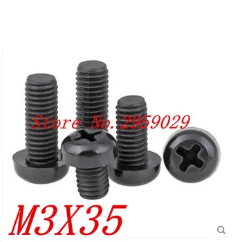 

500pcs m3 x 35 M3*35 Black nylon pan round head screw