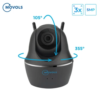 

Movols Home Security Camera 5MP Surveillance Pan/Tilt WiFi Baby Monitor 2.4G/5G Full HD 3x Optical Zoom Indoor K3x Pro-5MP