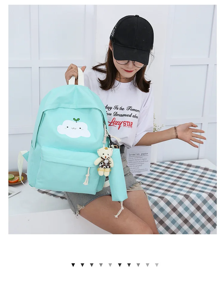 Women canvas backpacks 5pcs/Set school backpack for teenagers fashion female backpack Rucksack school bags women