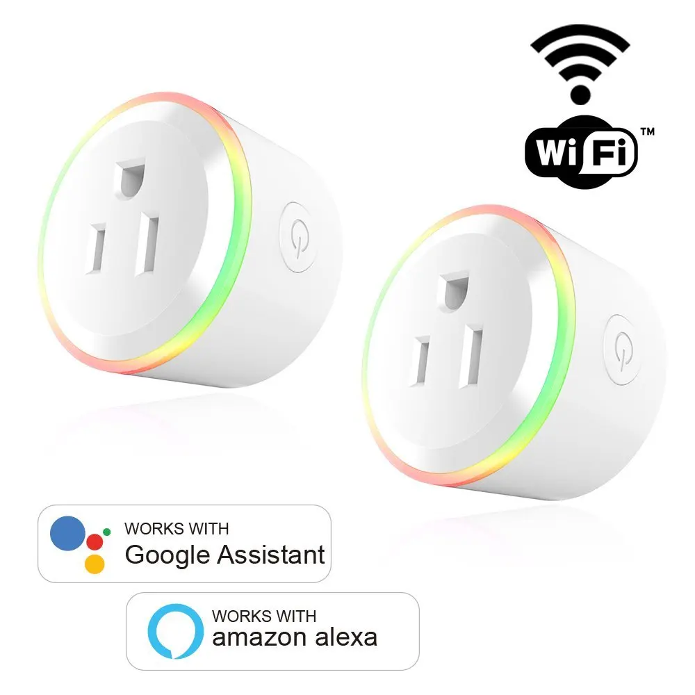 

HOT-2 PACK 10A US Plug WiFi Mini Smart Plug Socket APP Remote Control Outlet Socket Works with Amazon Google Smart Home Light