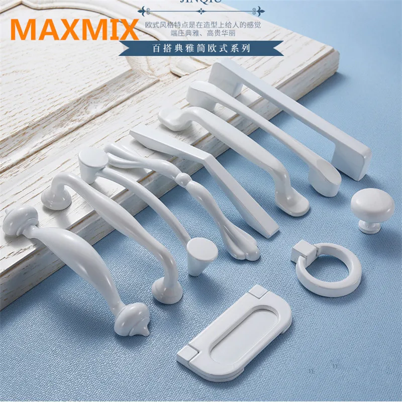 

MAXMIX 1pcs Continental white handle cupboard Furniture Drawer Handle Wardrobe door handle Idyllic Hardware