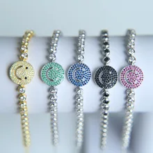 Разноцветные AAA циркониевые смайлики лица очаровательные браслеты для женщин Femme серебряные цвета украшение браслет Feminina