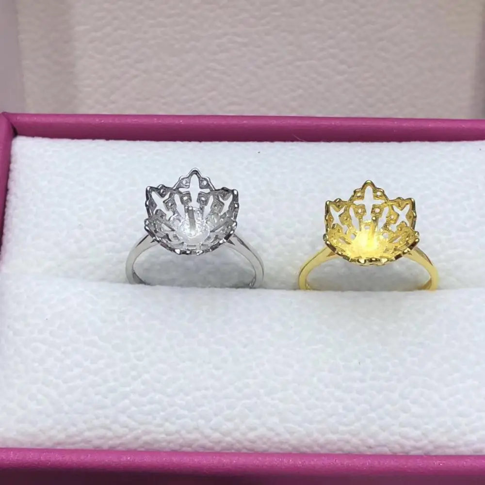 

Crown Pearl Ring Set Mountings Findings, Adjustable Ring Jewelry Setting Parts Fittings Charm Accessories Silver Jewellery