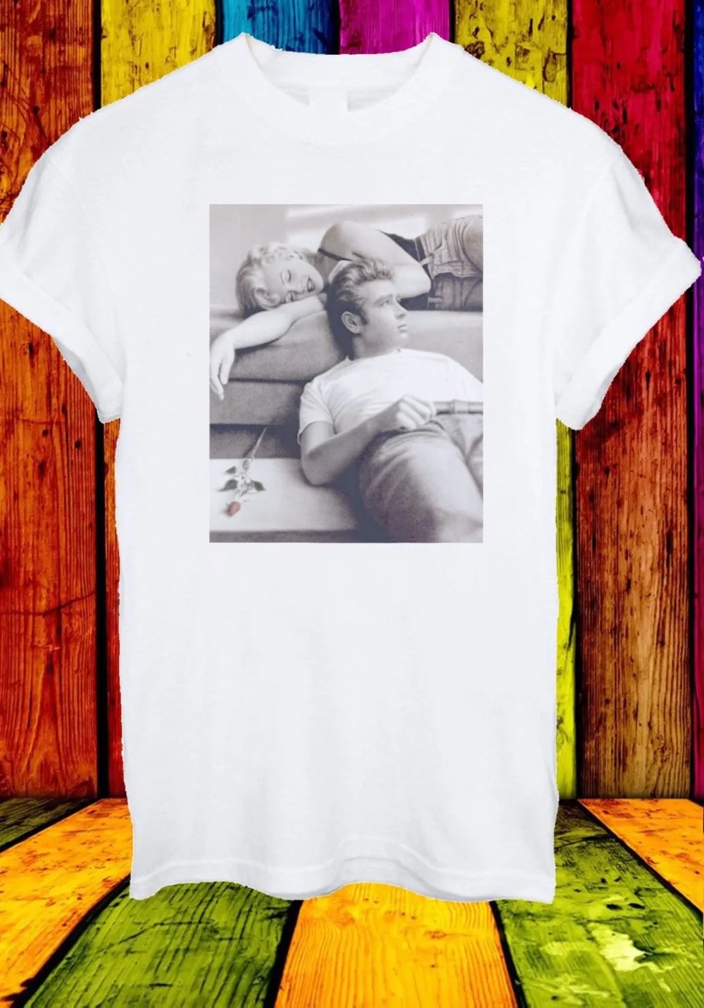Мужская и женская футболка в стиле унисекс James Dean &amp Marilyn Monroe Elvis модные