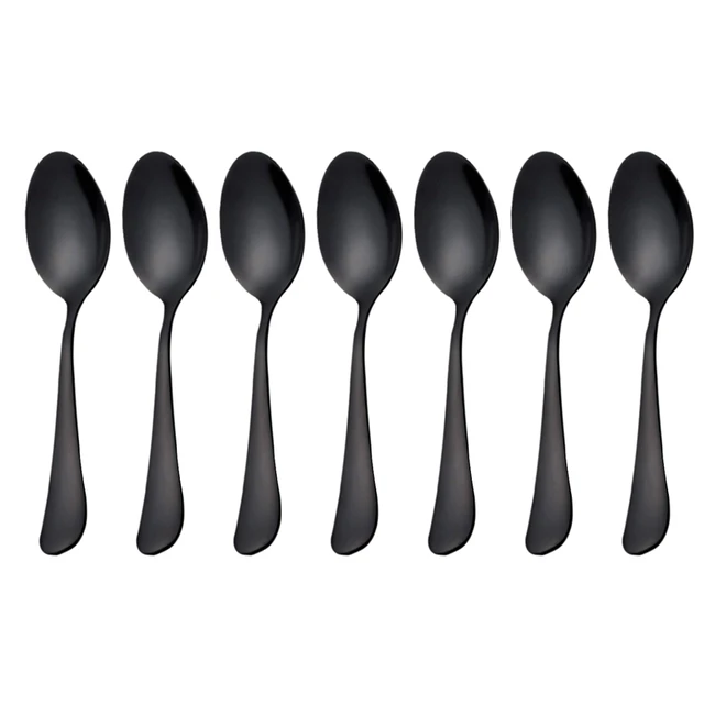 Black Teaspoons Teaspoons, Mini Stainless Steel Cake Spoons, Scoop