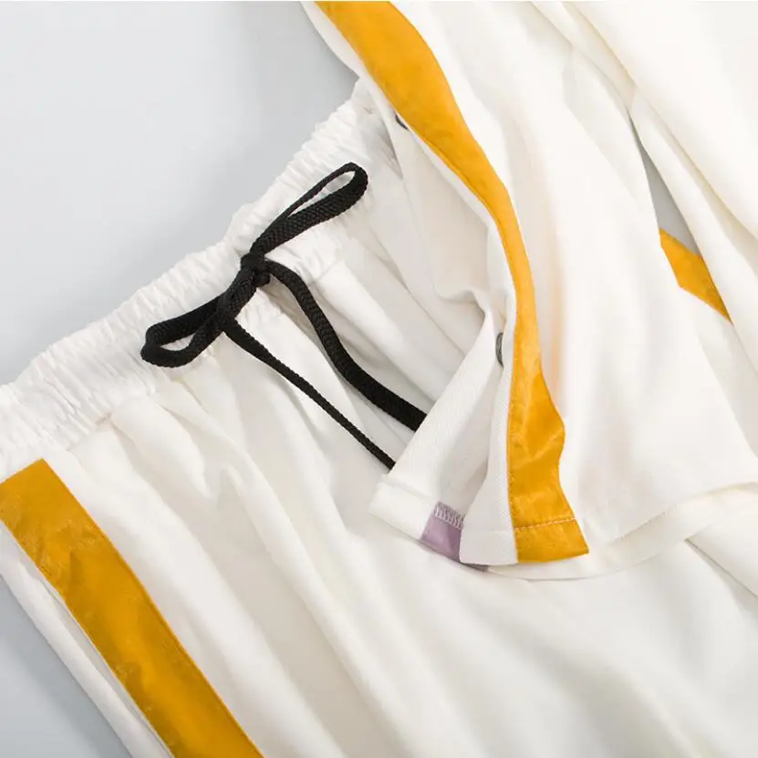 Повседневные женские комплекты из двух предметов, футболка+ широкие штаны, весенний спортивный костюм в стиле пэчворк, женская одежда размера плюс, комплект, ropa deportiva mujer