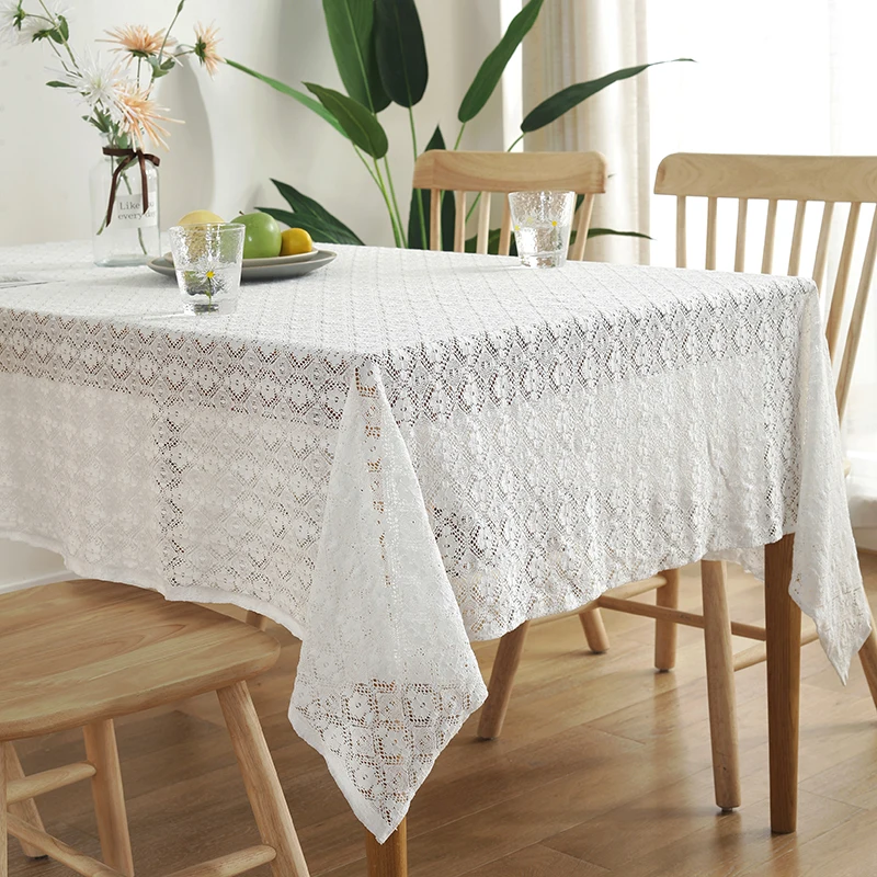White Lace Tablecloth Decortive Table Cloth Rectangular Tablecloth Dining Table Cover Wedding Party Banquet Table Cloth Decor