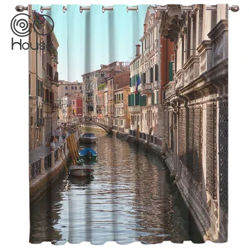

COCOHouse Venice Europe City Window Curtains Dark Living Room Decor Bathroom Bedroom Outdoor Indoor Decor Print Kids Curtain