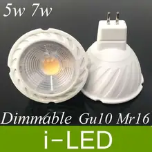 Mr16 светодиодные лампы накаливания COB 5W 7W светодиоидная лампа с регулируемой яркостью Led точечный светильник Gu10 E27 Mr16 Светодиодный точечный светильник Теплый Холодный белый 12v AC90-260V CRI85 600lm